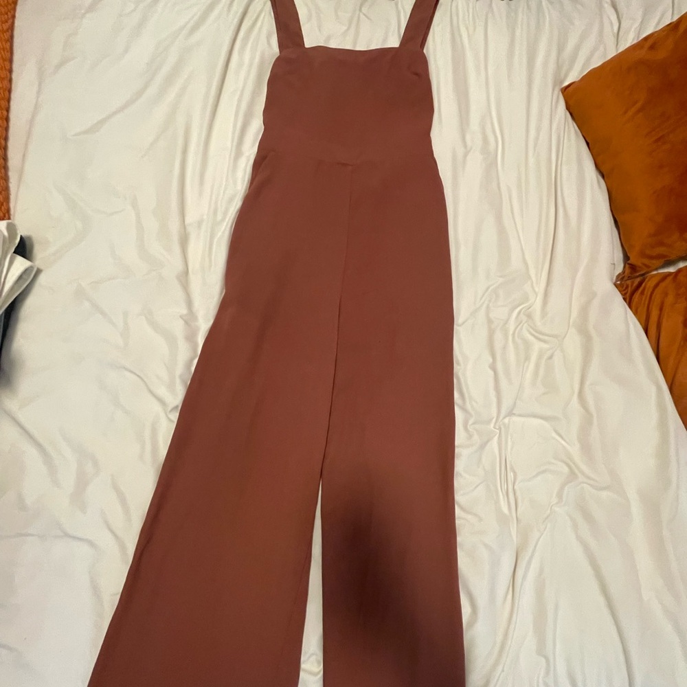 Mauve wide leg jumpsuit with tie back